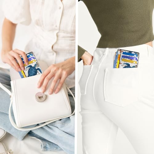 Tipmile Womens Credit Card Holder Wallet, Small Slim RFID Blocking Sleeve - color: Sea Turtle