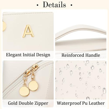 Gifts for Women Bridesmaid Initial Makeup Bag - color: MediumBeige, style: A