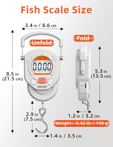 Fishing Scale Luggage Scale 132lb/60kg Digital Fish Scale, Fish Weight Scale with Backlit LCD Display, Luggage Weight Scale with 4 Units, 2 AAA Batteries, Hanging Scale for Fishermen Travelers - style: Battery Powered