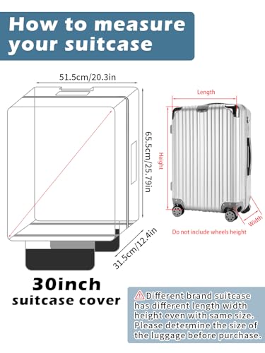 Yotako Upgraded Zippered Clear PVC Suitcase Cover, 30 Inch Luggage Covers for Wheeled Suitcase 30" - color: 70%clear 30%grey, size: 30inch