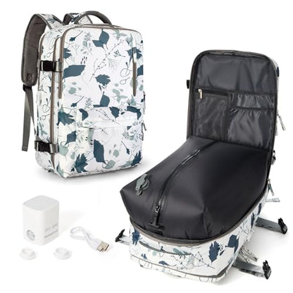 Vacuum Seal Carry on Backpack for Women Travel with Air Pump TSA Approved - color: A21-leafwhite, size: Small