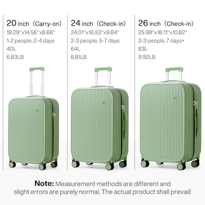 mixi 24 Inch Checked Luggage PC Hardshell Suitcases with Wheels for Travel Woman Men, Avocado Green - color: Avocado Green TSA2, size: 24-inch
