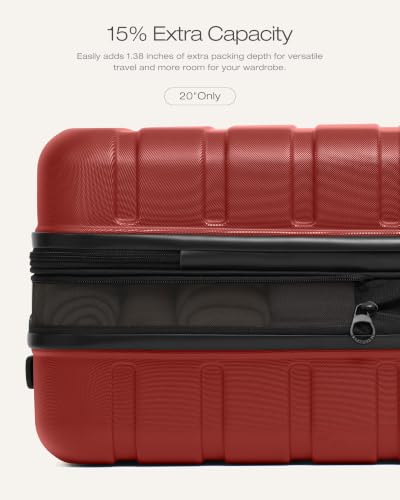 Coolife Luggage Set, Lightweight Durable Hardshell, 3 piece, Deep Red - color: Deep Red