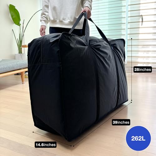 Plago Professional Quality Extra Large Nylon Duffel Bag – Lightweight, Foldable, Water-Repellent Cargo Bag for Travel & Camping, Folding Bike, Tent, Mattress, Blankets, and Closet Storage - size: 262L (39"x28"x15")
