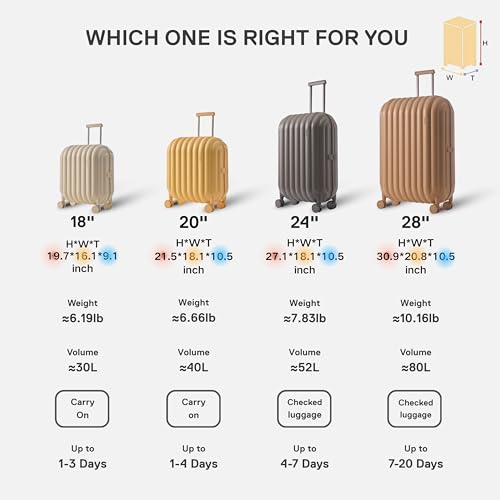 artrips Checked Luggage 24 Inch, Lightweight Hard Shell Suitcase with Spinner Wheels, Medium Travel Suitcase for 4–7 Day Trips, Brown - color: Brown, size: 24 Inch Medium Checked
