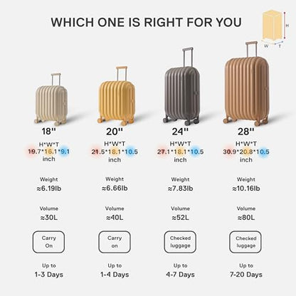 artrips Checked Luggage 24 Inch, Lightweight Hard Shell Suitcase with Spinner Wheels, Medium Travel Suitcase for 4–7 Day Trips, Brown - color: Brown, size: 24 Inch Medium Checked