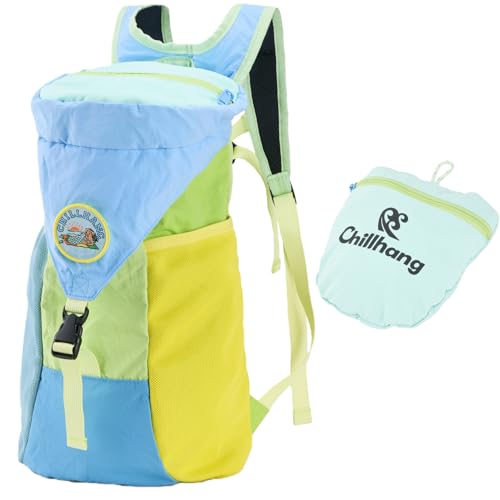 Packable 18L Hiking Daypack, Lightweight for Men/Women. Foldable, Water-Resistant, Small Backpack Color Block. (Blue) - color: Blue