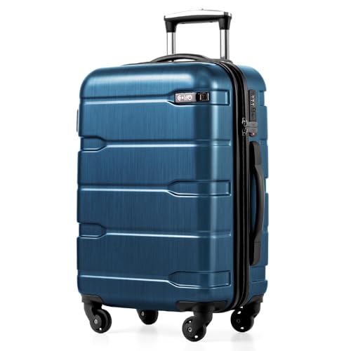 Coolife Carry On Luggage Hardside Suitcase with Spinner Wheels, 20in - color: Caribbean Blue, size: Carry On(20in)