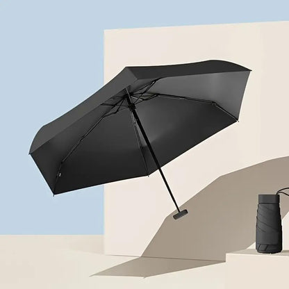 Mini Folding Umbrella with Umbrella Case - color: black