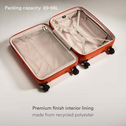 ANTLER - Single Stripe Hardside Luggage 26 Inch Checked-Medium Suitcase - Durable, Lightweight & Expandable, 4 Spinner Wheels - Adjustable Handle, TSA Lock - Ember - color: Ember, size: Medium