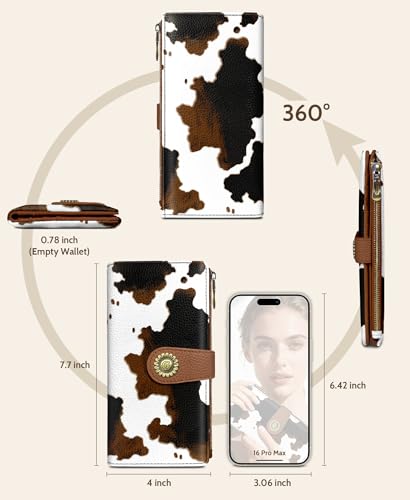 GIANCOMICS Cow Print Womens Wallet RFID Blocking, Credit Card Holder Bifold - color: Cow Print
