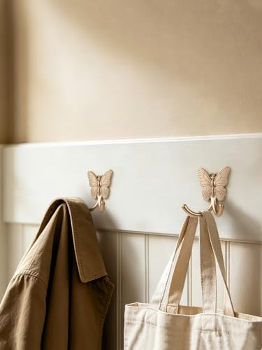 2 Pack Champagne Bronze Butterfly Adhesive Coat Hooks - color: Champagne Bronze