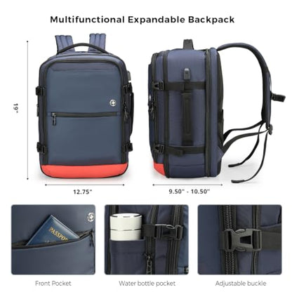 Swissdigital Design Travel Backpack 43l with USB Charging Port Laptop Backpack,TSA Friendly Flight Approved Carry-on Luggage Hand,Large Weekender Bag Fits 17 Inch Laptop Blue | SD1748-12 - color: Blue