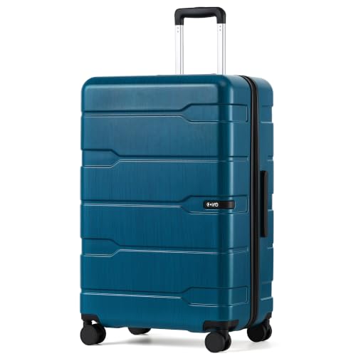 Coolife Large Checked Luggage Hardside Suitcase with Spinner Wheels, 28in - color: Caribbean Blue-New2.0, size: Large Checked(28in)