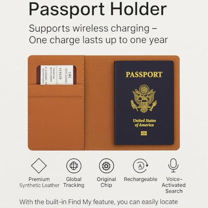 Smart Passport Holder with Built-in Wireless Tracker – MFi Certified – Compatible with Apple Find My – Travel Wallet with Card Slots, Boarding Pass Pocket & SIM Storage – PU Leather (Milky White) - color: Milky White