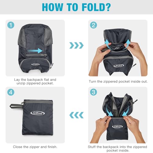 G4Free 10L Lightweight Packable Hiking Backpack, Nylon Daypack Daily Travel - color: Grey, size: Small