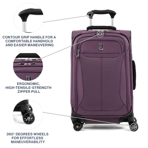 Travelpro Tourlite Softside 21" Expandable Luggage with 4 Spinner Wheels, Lightweight Suitcase, Carry-On, Deep Purple - color: Deep Purple, size: Carry-On 21-Inch