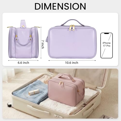 HauteHues Travel Makeup Bag Women's Large Capacity Cosmetic Organize Purple - color: Purple