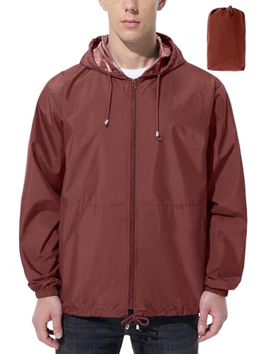 UIQUR Mens Rain Jacket Raincoat Waterproof Windbreaker - color: Red, size: XX-Large