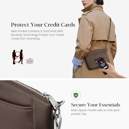 befen Genuine Leather Anti-Theft Small Crossbody Bags for Women Travel - color: Coffee
