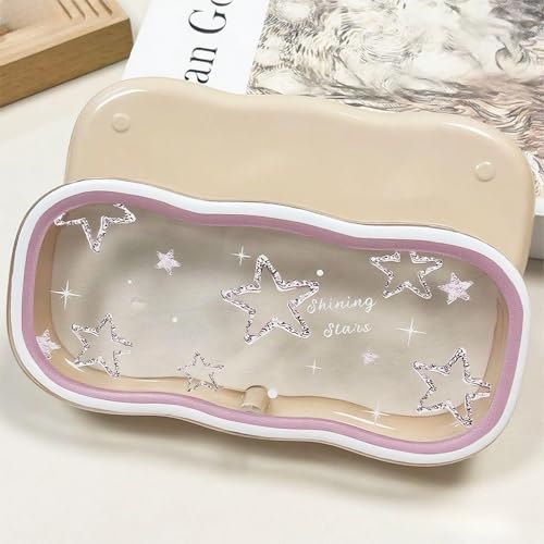 Glasses Case Hard Shell, Clear Eyeglass Case, Cute Holder for Sunglasses and Reading Glasses - color: Star
