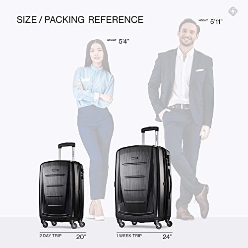 Samsonite Winfield 2 Hardside Expandable Luggage with Spinner Wheels, Brushed Anthracite, 2-Piece Set (20/24) - color: Brushed Anthracite, size: 2-Piece Set (Carry-on/Medium)