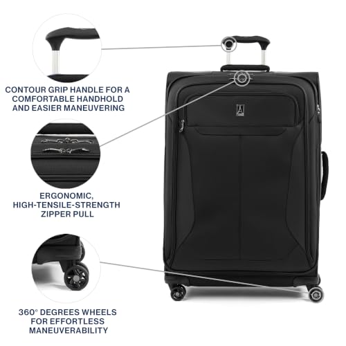 Travelpro Tourlite Softside 29" Expandable Luggage with 4 Spinner Wheels, Lightweight Suitcase, Checked Large, Black - color: Black, size: Checked-Large 29-Inch