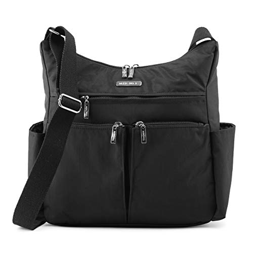 MHCNLL Anti Theft Crossbody Purse RFID Women Nylon Waterproof Lightweight Shoulder Bag - color: Black