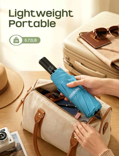 Yoobure Compact Travel Umbrella, Windproof Automatic Folding UV Sun & Rain - color: Blue