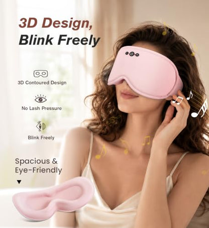 Modal Premium Sleep Mask for Women - Sleep Mask with Bluetooth Headphones - color: Goddess Pink