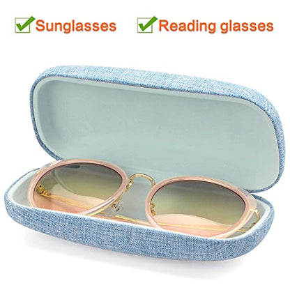 Vemiss Hard Shell Sunglasses Case, Large Linen Fabric Protective Glasses Case for Men Women - color: Blue 1, size: Sunglass Case