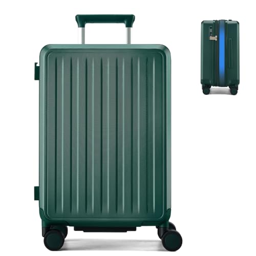 MILADA Expandable Medium Suitcase 24 Inch, Hardside Checked Luggage, Green - color: Blackish Green, size: Checked Medium 24 Inch