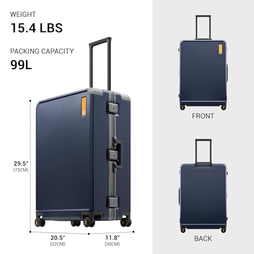 LEVEL8 Zipperless Large Suitcases Hardshell Checked Luggage 28 Inch, Blue - color: Blue, size: Checked 28 Inch