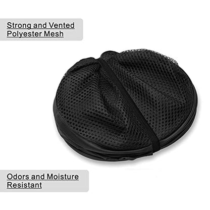 BATTOO Deluxe Strong Mesh Pop up Laundry Hamper Basket with Side Pocket Foldable Hamper for Laundry Room, Bathroom, Kids Room, College Dorm or Travel Black + Black - color: Black+Black