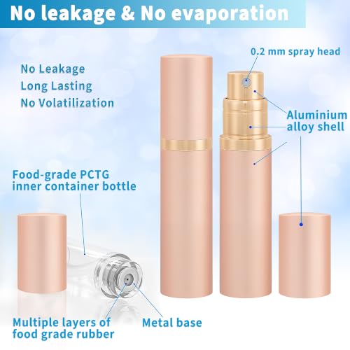 5ml Travel Refillable Perfume Atomizer Bottle, Fragrance Spray (Rose Gold) - color: Rose Gold