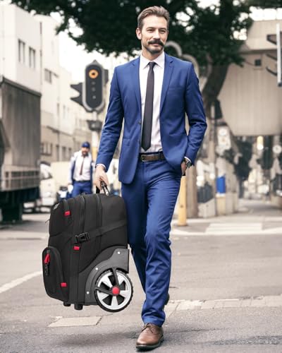 MATEIN Rolling Bag with Wheels, 17 Inch Laptop Roller Backpack for Adults - color: Black