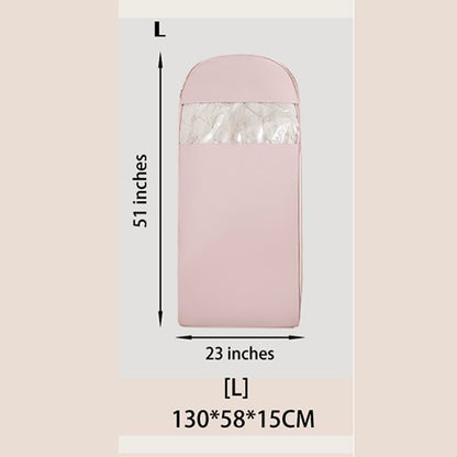 Space Saving Hanging Garment Bag with Self Compression Zipper。 - color: Pink, size: L