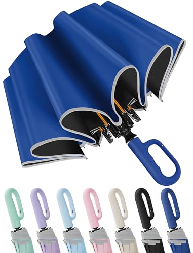 Seniny Travel Umbrella with UV Sun Protection, Large Rain Umbrellas, Blue - color: Dark Blue