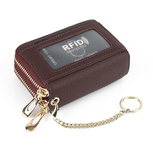 imeetu RFID Credit Card Holder, Small Card Wallet Women, Leather Card Case - color: Max - Purple Coffee, size: Max