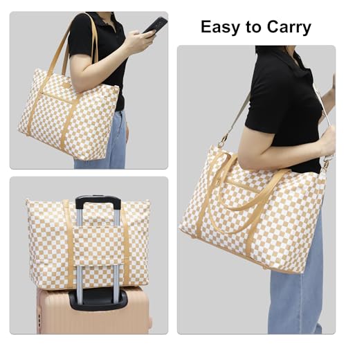 TANTO Laptop Tote Bag for Women 17 Inch, Canvas Computer Bag for College - color: A2-brown/Beige Canvas