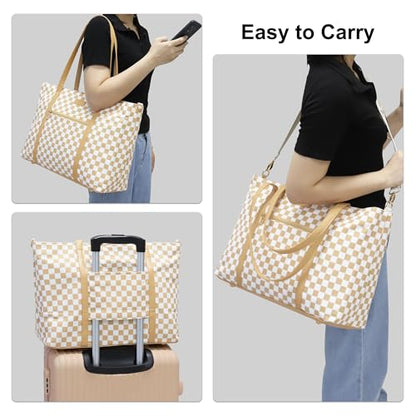 TANTO Laptop Tote Bag for Women 17 Inch, Canvas Computer Bag for College - color: A2-brown/Beige Canvas