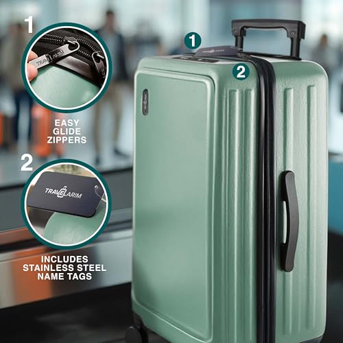 TRAVELARIM 3 Piece Luggage Sets, 20 Inch Carry On Luggage, 24 Inch Suitcase - color: Sage Green, size: 3 Piece Set (20"/24")