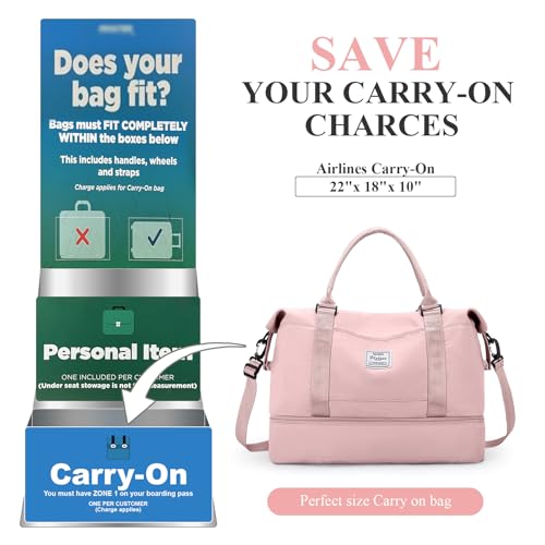 Travel Duffel Bag with Shoes Compartment, Weekender Bags for Women - color: A-Pink, size: Extra Large