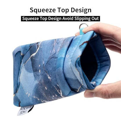 Face Shadow Double Glasses Case Soft Eyeglass Case For Women Men - color: Blue Aurora