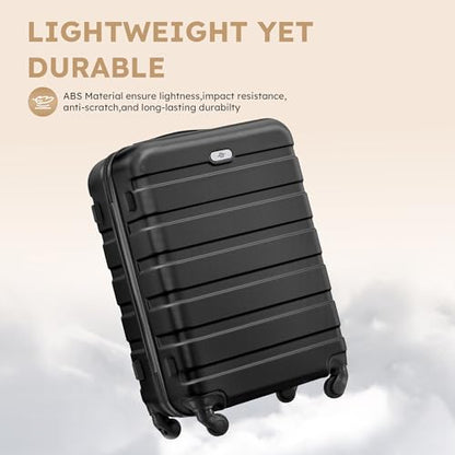 Suitour 4 Piece Luggage Sets, Hard Shell Suitcase Set with Spinner Wheels 16 20 24 28inch Travel Sets(Black) - color: Black