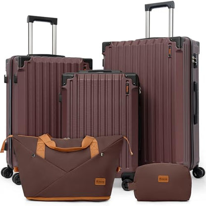 Eeeza Luggage Sets 5 Piece,Lightweight Durable Hardshell,20/24/28 Inch - color: Burgundy
