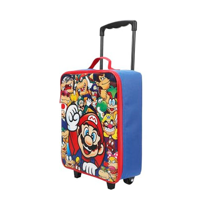 Super Mario Bros Character Group Shot 14" Youth Blue Soft Sided Luggage - color: Super Mario Group Shot Blue