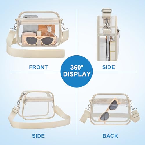 Clear Bag for Stadium Events Stadium Approved Women's Top-Handle Handbags - color: Cream, size: Large