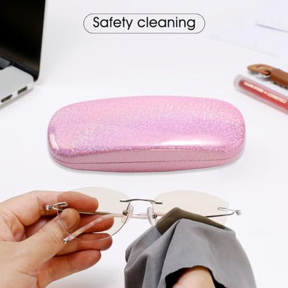 PERFECTSIGHT Hard Shell Eyeglasses Case, Kawaii Protective Glasses Case for Kids, Cute Eyeglass Case for Women Men Girls - color: Pink Bling