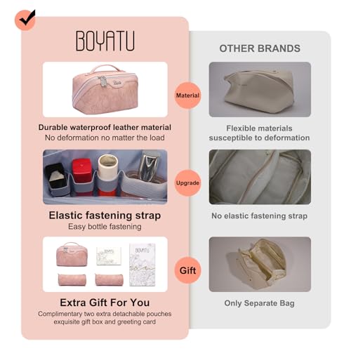 BOYATU Travel Makeup Bags Cosmetic Organizer Bag: 3-Set Make up Bag - color: 01-Z-Pink
